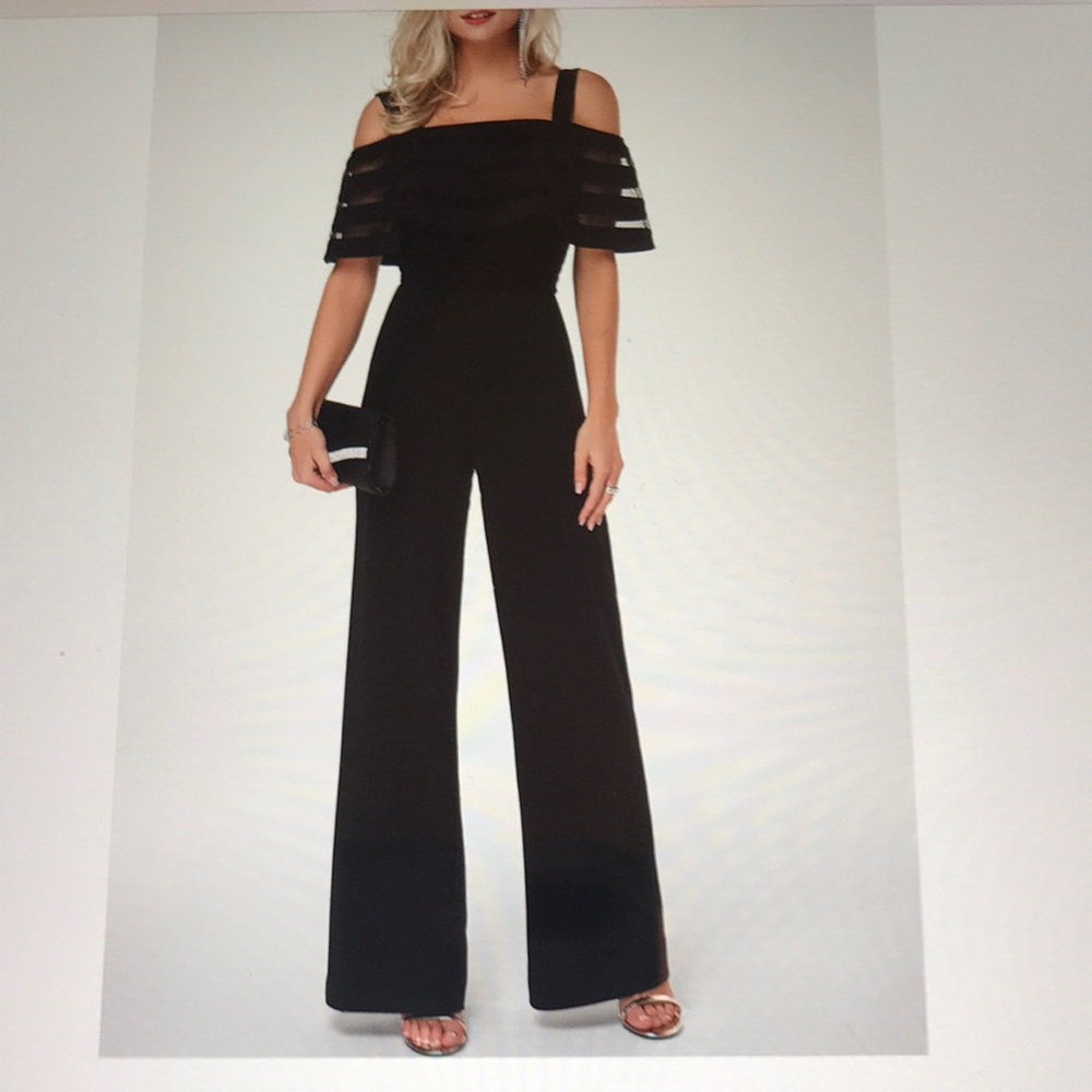 Black dressy cold shoulder black jumpsuit S New